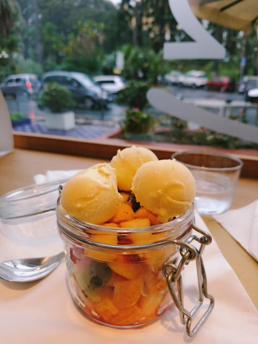 delicious ice cream with fruit