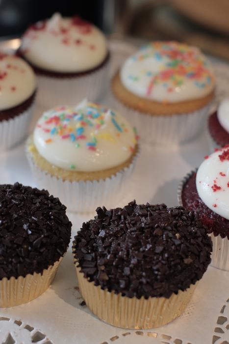 beautiful sweet cupcakes on the table