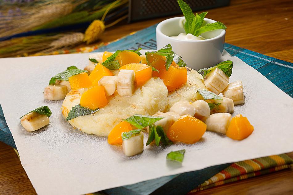 tasty salad with fruit on a plate
