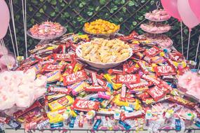 table filled with chocolates