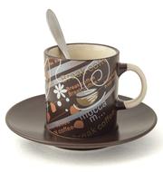 brown coffee mug on white background