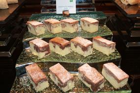 delicious dessert of cream and chocolate on display