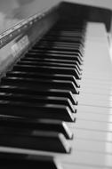 black and white picture of piano keys