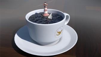 fantastic picture of a mug with a lighthouse and the sea