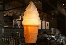 large ice cream sculpture in a cafe