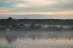 Village Houses at fog