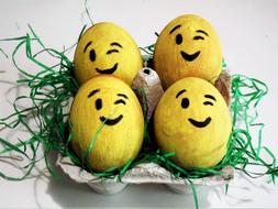 yellow eggs with a face