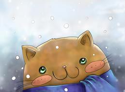 cat cartoon cat snow cat in snow