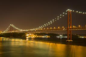 Bridge glowing with night lights