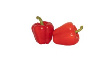 juicy red peppers on a white background