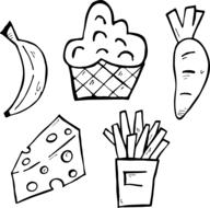 different delicious food drawing