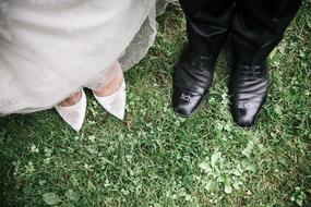 the shoes of men and women with weddings