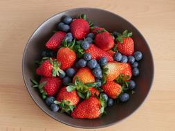 ripe strawberries and currants