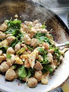 delicious meat and vegetables in a pan