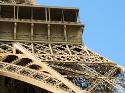 closeup view of Paris Eiffel Tower in France