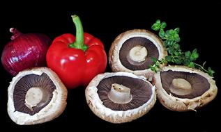 Fresh mushrooms and peppers