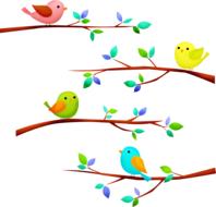 birds on tree branch clipart
