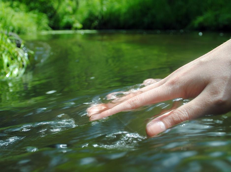 hand man water water green