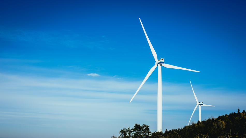 Turbine Winter Energy at blue sky