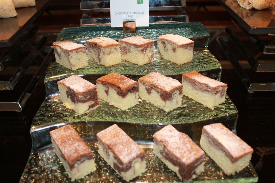 delicious dessert of cream and chocolate on display