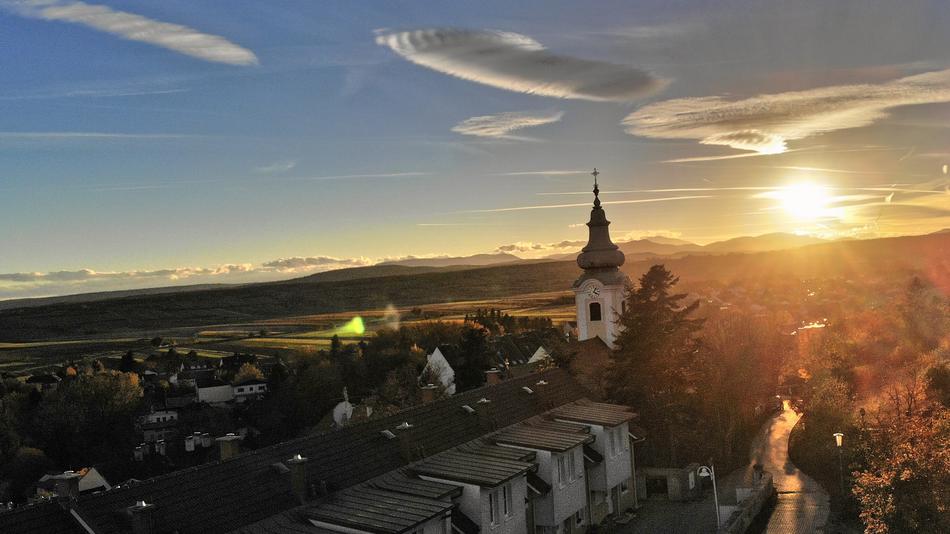 sunny landscape with church