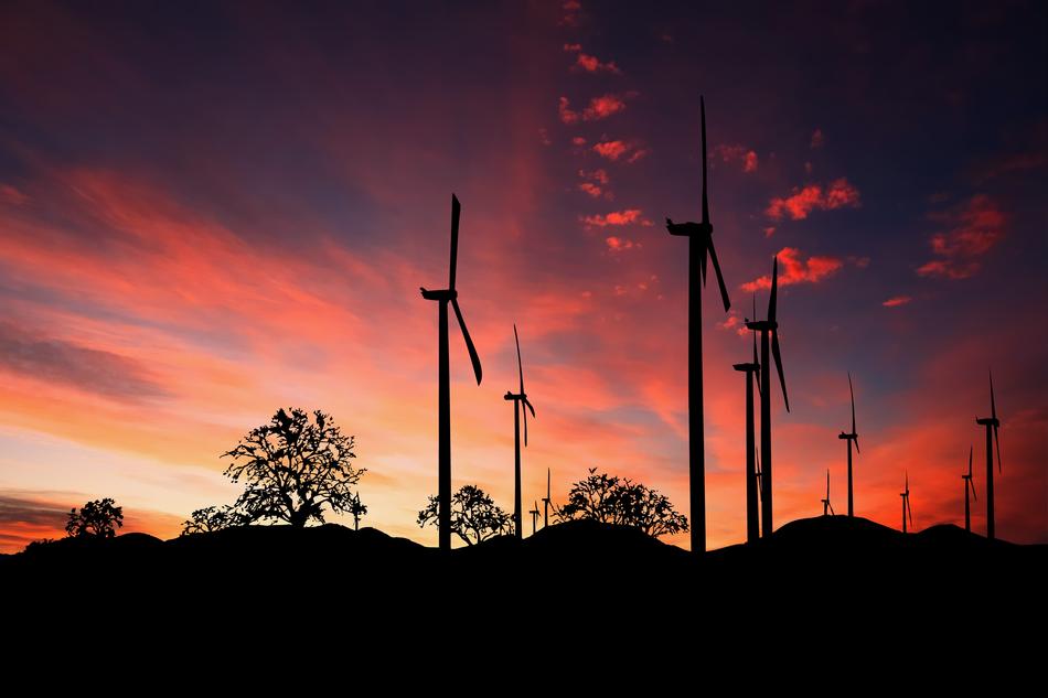 Wind Turbines Sunset Energy