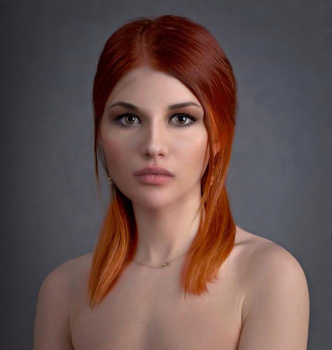 a model of a girl with red hair