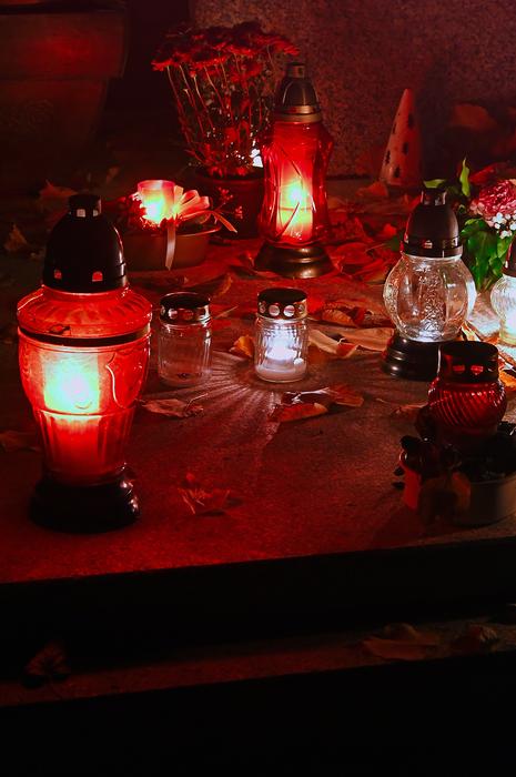 red candles on the table