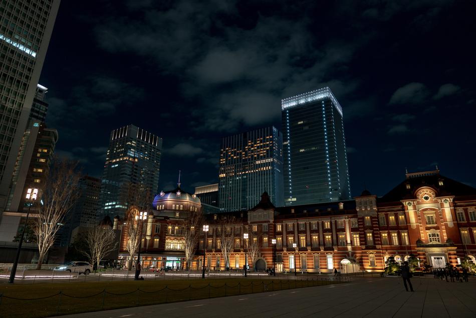 city center in the street lights