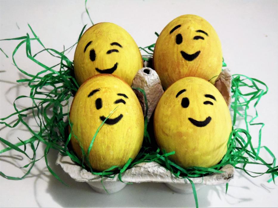 yellow eggs with a face