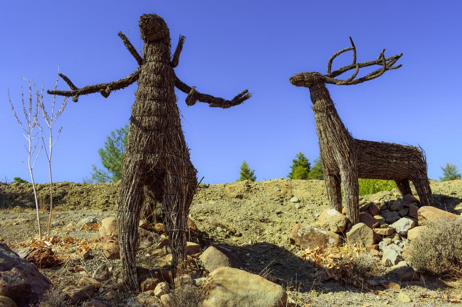 Deer Sculpture Dried Reeds