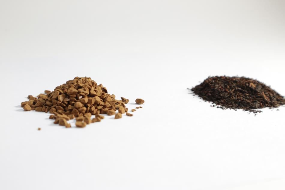 Coffee beans and black tea