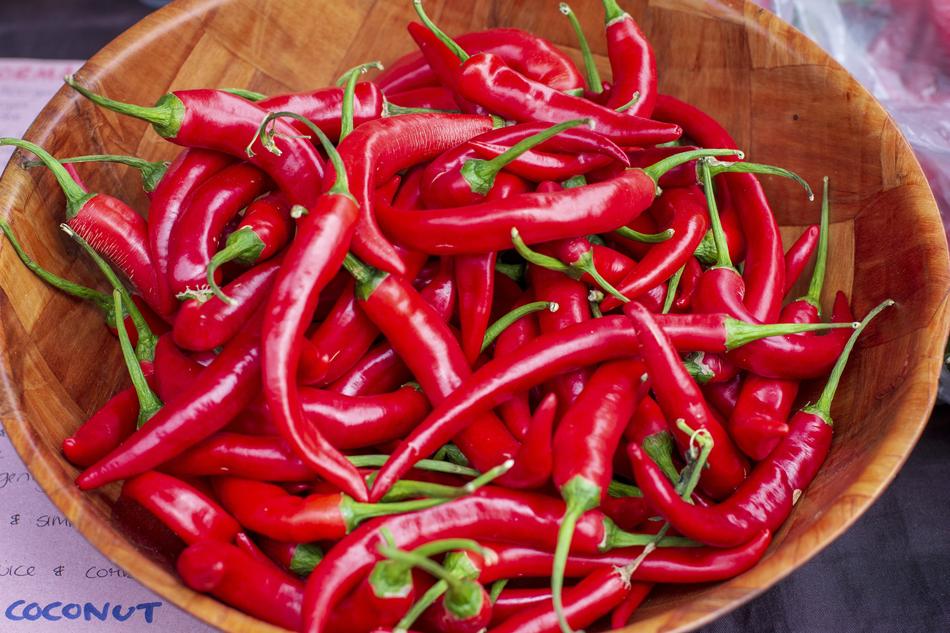 Healthy hot peppers on a plate