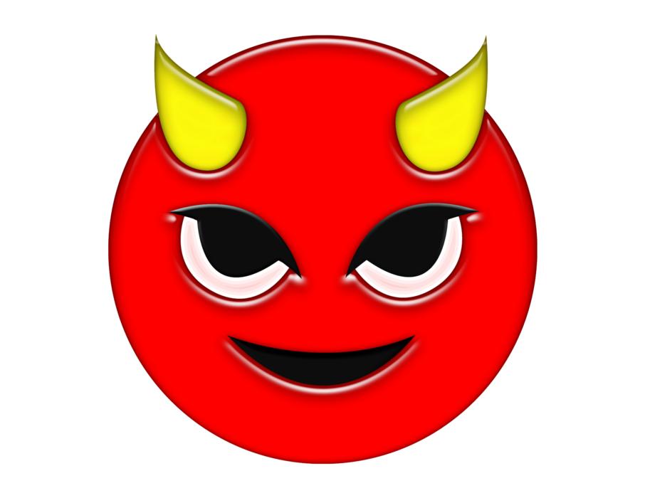 black smiley face with yellow horns