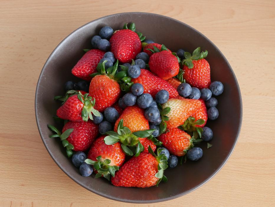 ripe strawberries and currants