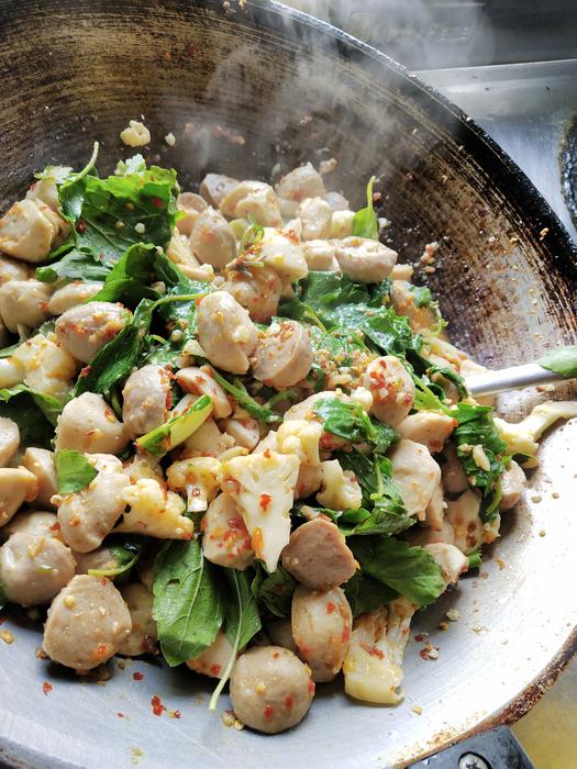 delicious meat and vegetables in a pan