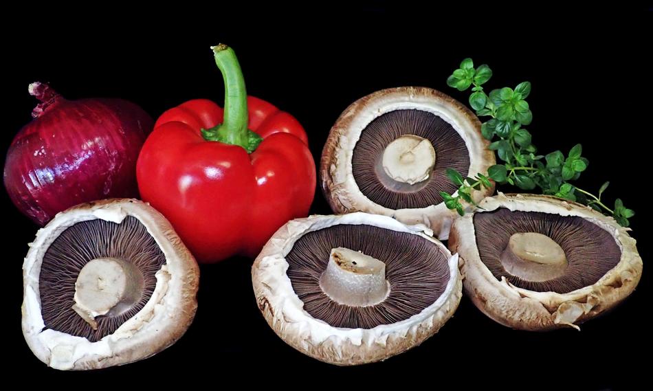 Fresh mushrooms and peppers