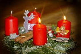 red candles on the Christmas tree