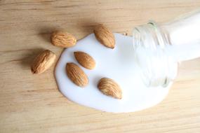 almonds with milk on the table