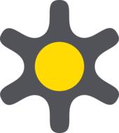 Grey and yellow gear, at white background, clipart