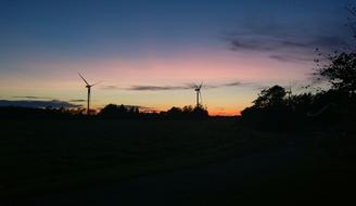 Sunset Sky over Windmills silhouettes