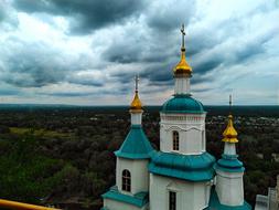 a big church with golden domes