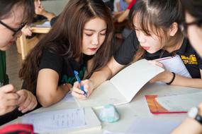 asian girls in classroom