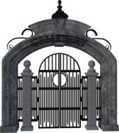 cemetery gate iron stone entrance