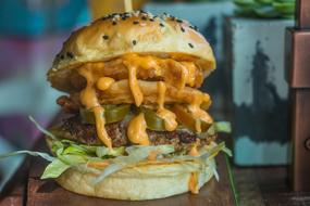 Beef burger with sauce