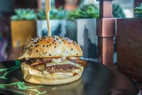 Grilled meat and cheese burger