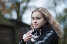 Autumn Girl With Cat Cat'S