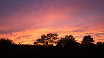 Pink and yellow Sunset landscape