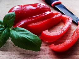 Juicy red chopped peppers