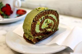 chocolate roll on a plate